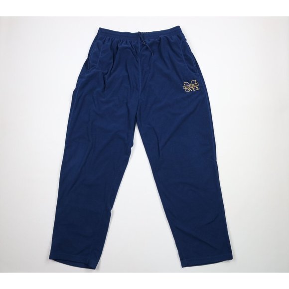 Vintage 90s Mens Large University of Michigan Wide Leg Fleece Sweatpants Blue - Picture 1 of 11